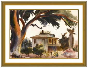 Rex Brandt Original Landscape Architecture Watercolor Painting Signed Framed