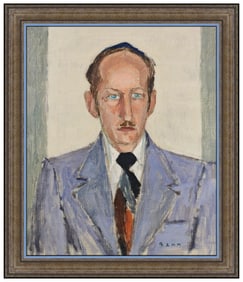 Ben Benn Original Portrait Oil Painting Signed Framed on Canvas Board