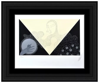 Erte Summer Snow Original Hand-Signed Color Serigraph Signed Art Deco Design