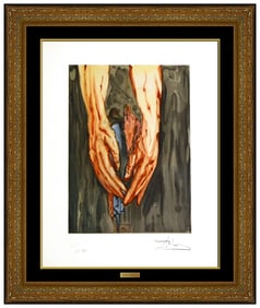 Salvador Dali The Climb Of Geryon Original Hand-Signed Wood Engraving Framed