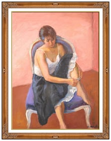 Constantin Chatov Large Original Portrait Oil Painting Signed Framed on Canvas