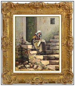 Franco Colella Original Female Portrait Oil Painting Signed Framed on Canvas