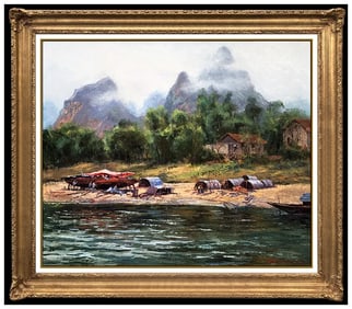 Ben Abril Large Original Landscape Oil Painting Signed Framed on Canvas