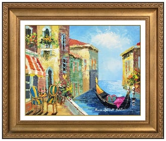 Sharie Hatchett Bohlmann Original Cityscape Oil Painting Signed Framed Canvas