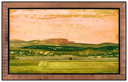 Clay Wagstaff Rare Original Western Landscape Oil Painting Signed Framed Board