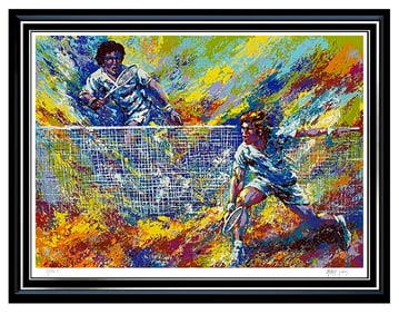 Mark King Original Tennis Color Serigraph Signed Large Sports Artwork Framed
