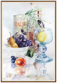 Anstis Lundy Large Original Still Life Watercolor Painting Signed Framed Art