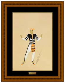 Erte Original Art Deco Costume Gouache Painting Signed Framed Fashion Design