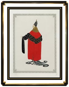 Erte Original Costume Dress Design Embossed Serigraph Signed Gala Performance
