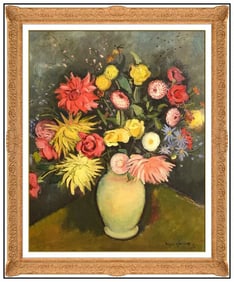 Eugen Spiro Original Floral Still Life Oil Painting Signed Framed on Canvas