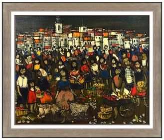 Jean Pierre Serrier Original Figures Oil Painting Signed Framed on Canvas