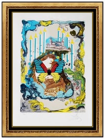 Salvador Dali Papillon Original Hand-Signed Butterfly Color Lithograph Framed