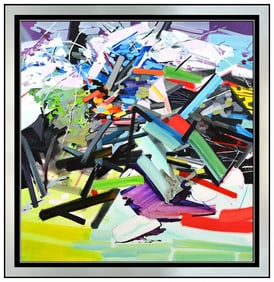 Robert Goodman Large Original Floral Abstract Oil Painting Signed Framed Canvas