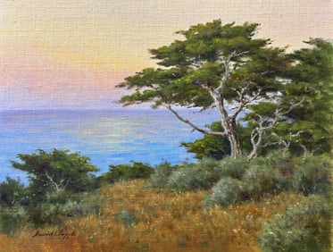 Dave Chapple Dusk Original Signed Landscape Oil Painting on Linen Framed