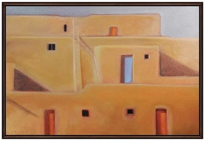 John Axton Original Cityscape Oil Painting Signed Framed on Canvas