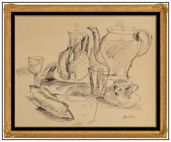Jean Dufy Original Still Life Ink Drawing Hand-Signed Framed Authentic Art