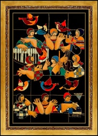 Dorit Levi Original Female Portrait Music Oil Painting Signed Framed on Board