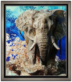 Adam Scott Rote Original Wildlife Elephant Giclee Signed on Aluminum