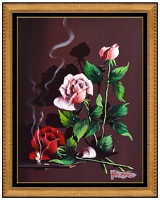 Alfano Dardari Original Surreal Still Life Oil Painting Signed Framed Canvas