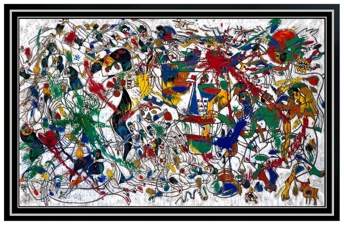 Jiang Tie Feng Large Original Female Animal Gouache Painting Signed Chinese Art (1 of 5)