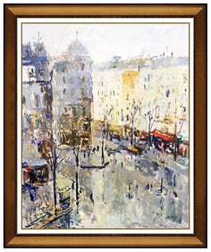 Mario Agostinelli Original Cityscape Oil Painting Signed Framed on Board