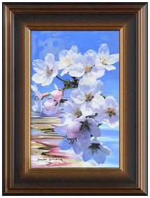 Yankel Ginzburg Original Floral Acrylic Painting Signed Framed on Board