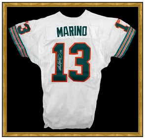 Dan Marino Original Signed Miami Dolphins Game-Issued Jersey Framed Memorabilia