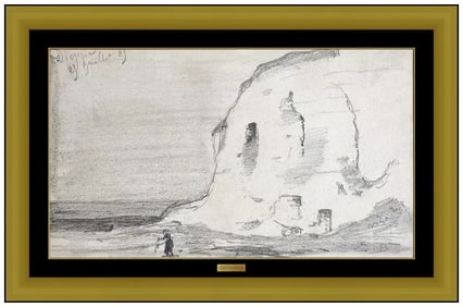 Eugene Bodin Original Figure Landscape Graphite Drawing Signed Framed Artwork