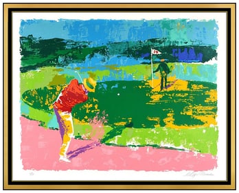 Leroy Neiman Chipping On Original Color Serigraph Signed Framed Sports Artwork