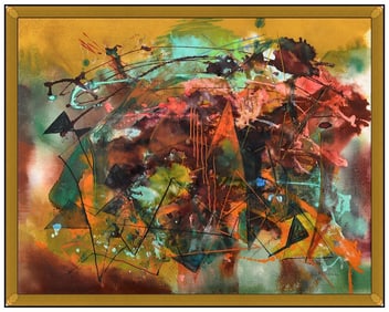 Joseph Meierhans Large Original Abstract Oil Painting Signed Framed on Board