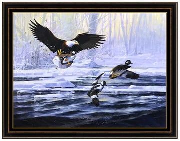 Gregory Messier Large Original Eagle Oil Painting Signed Framed on Board