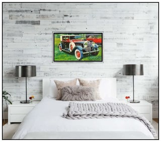 John Mccormick Large Original Classic Automobile Auburn Oil Painting Signed Canvas