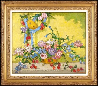 Suzanne Eisendieck Original Still Life Flowers Oil Painting Signed Framed Canvas