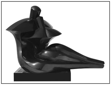 Gidon Graetz Large Original Hand-Carved Marble Figurative Sculpture Signed Art