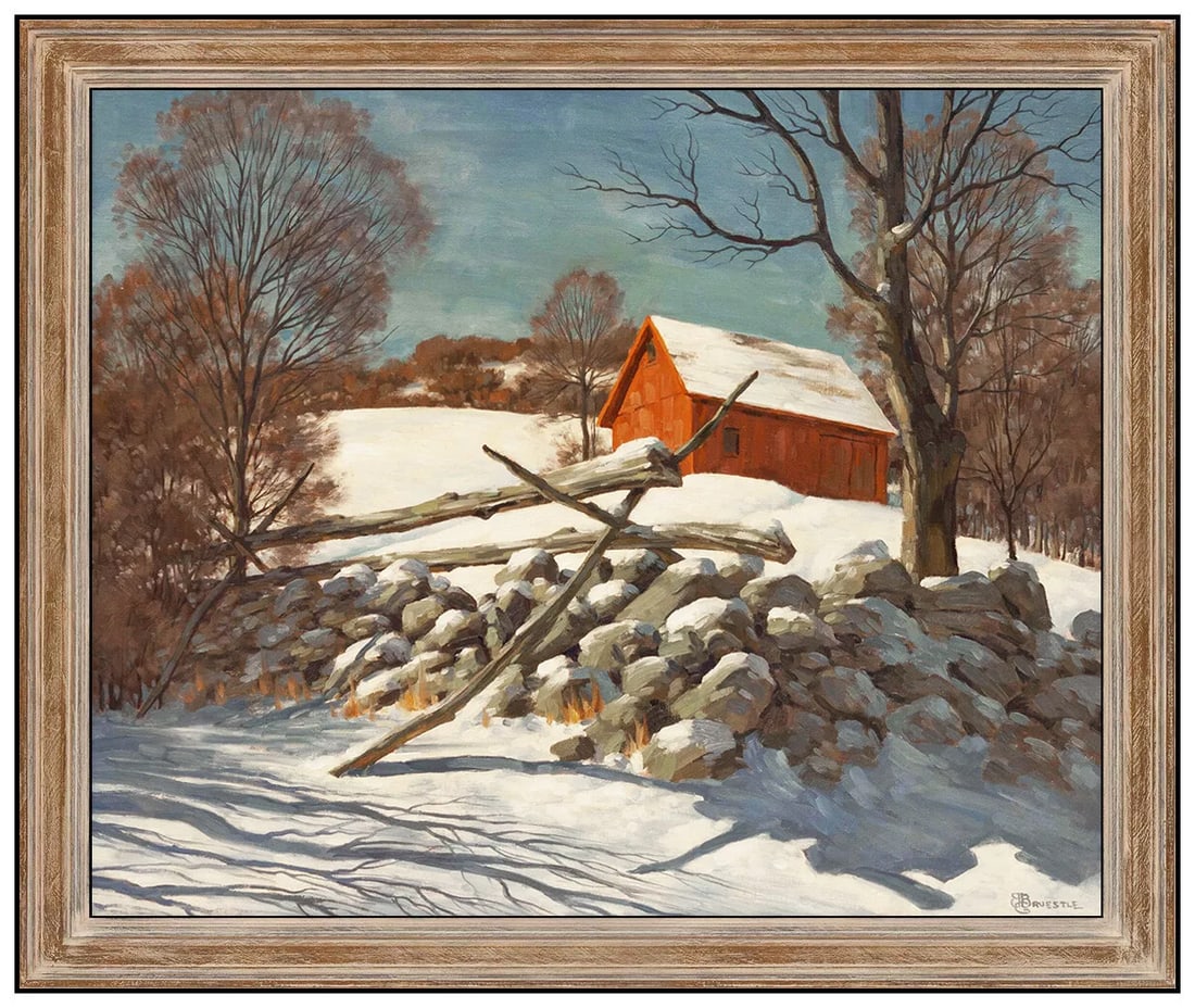 Bertram Bruestle Original Large Landscape Oil Painting Signed Framed Canvas