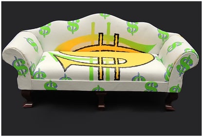 Steve Kaufman Original Pop Money Sculpture Oil Painting Signed Framed Canvas