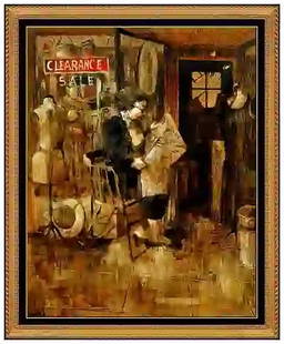 Raymond Howell Original Female Portrait Oil Painting Signed Framed Board: This lot includes:Gallery COA & free domestic shipping (*insurance and international shipping for an additional charge)Artist: Raymond Howell Title: Clearance Sale Medium: Oil Painting On BoardSize: 3