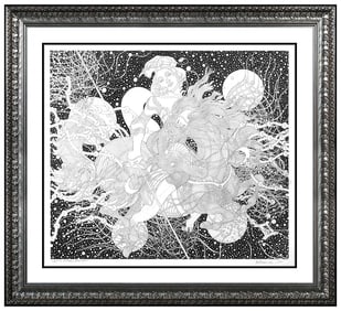 Guillaume Azoulay Large Original Contemporary Ink Drawing Signed Framed Artwork