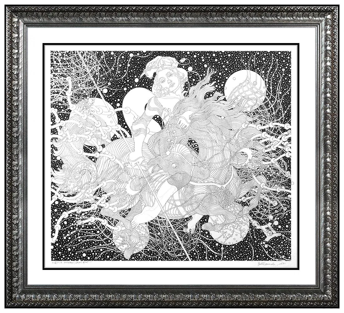Guillaume Azoulay Large Original Contemporary Ink Drawing Signed Framed Artwork (1 of 7)