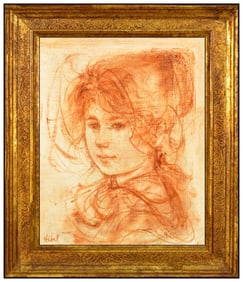 Edna Hibel Original Child Portrait Oil Painting Signed Framed Board