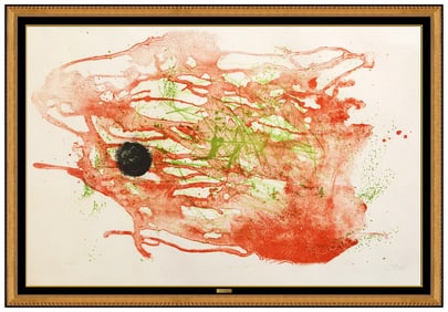 Joan Miro Serie I Red Green Original Hand-Signed Color Lithograph Abstract Art
