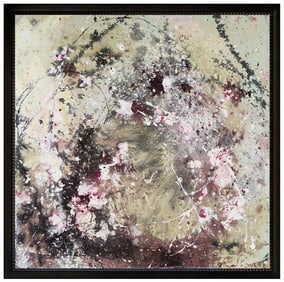 Laurence Amelie Original Flowers Acrylic Painting Signed Framed Canvas