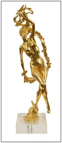 Sally Balinsky Original Female Figurative Gold Leaf Bronze Sculpture Signed Art