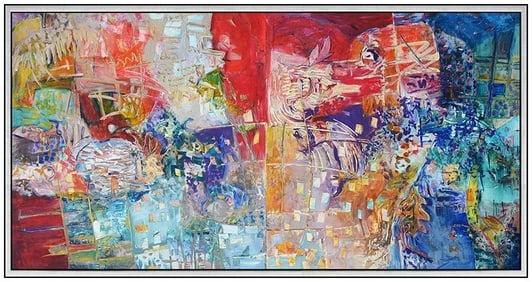 Paige Harvey Large Original Abstract Oil Painting Signed Framed Canvas