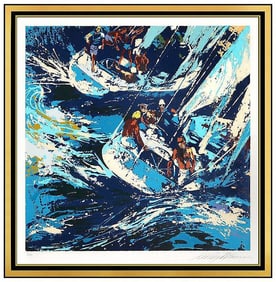 Leroy Neiman Two Twelves Original Hand-Signed Color Serigraph Sailboat Framed Art