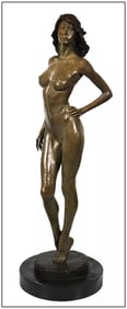 Victor Issa Gazelle Original Full-Round Bronze Sculpture Signed Nude Figure Art
