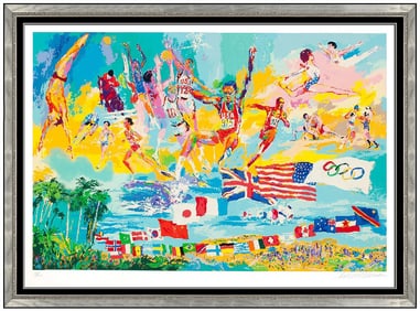 Leroy Neiman American Gold Original Sports Color Serigraph Signed Olympics Framed