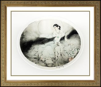Louis Icart Original Hand-Colored Etching Signed Female Portrait Artwork