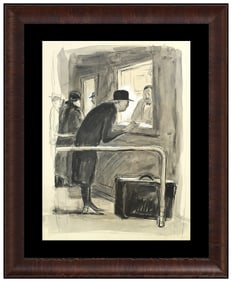 Carl Beetz Original Illustration Watercolor Oil Painting Signed Framed Paper