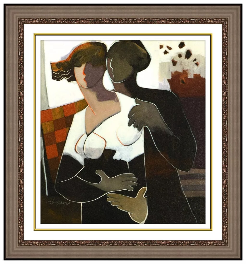 Hessam Abrishami Original Abstract Portrait Oil Painting Signed Framed Canvas: This lot includes:Gallery COA & free domestic shipping (*insurance and international shipping for an additional charge)Artist: Hessam AbrishamiTitle: Midsummer Night Medium: Oil On CanvasSize: 20&rdqu